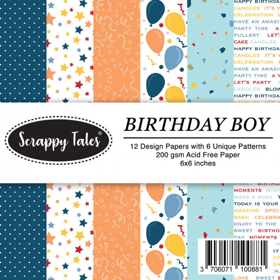 Pattern Papers 6x6 - Birthday Boy - Pack of 12