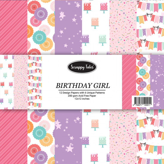 Pattern Papers 12x12 - Birthday Girl - Pack of 12