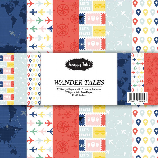 Pattern Papers 12x12 - Wander Tales - Pack of 12