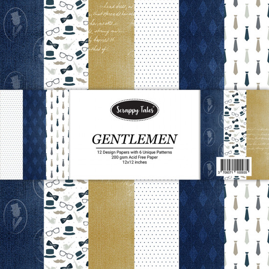 Pattern Papers 12x12 - Gentlemen - Pack of 12