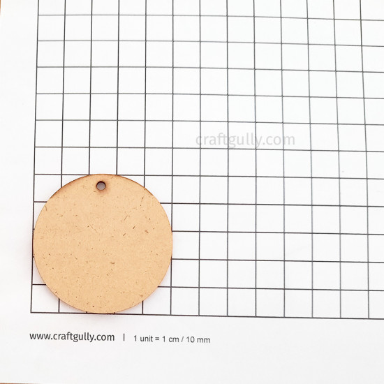 MDF Keychains #6 - 50mm Round 1 Hole - 5 Pieces