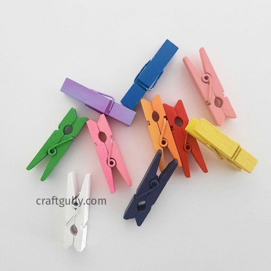 Wooden Clips 35mm - Assorted - 10 Clips