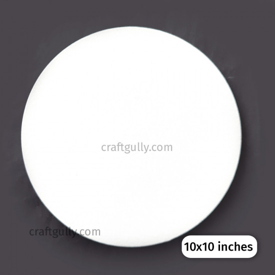 Canvas Board 10 inches Round - White - Pack of 1