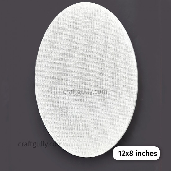 Canvas Board 12x8 inches Oval - White - Pack of 1