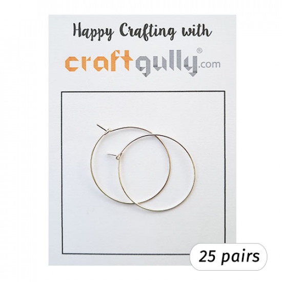 Earring Hoops 30mm - Silver Finish - 25 Pairs