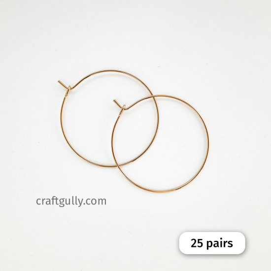 Earring Hoops 25mm - Bronze Finish - 25 Pairs