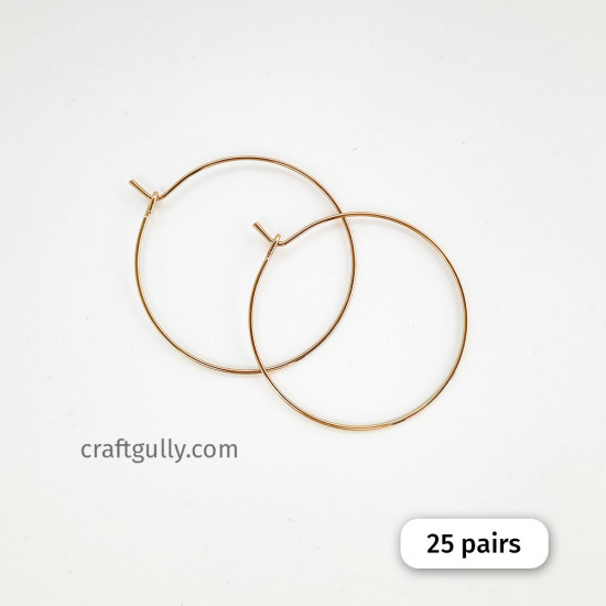 Earring Hoops 30mm - Bronze Finish - 25 Pairs