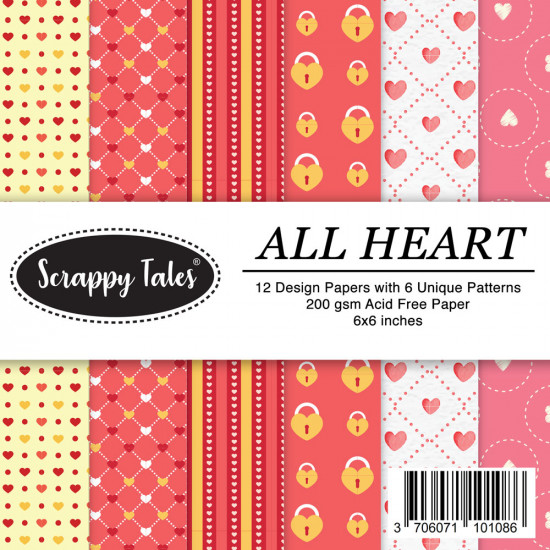 Pattern Papers 6x6 - All Heart - Pack of 12