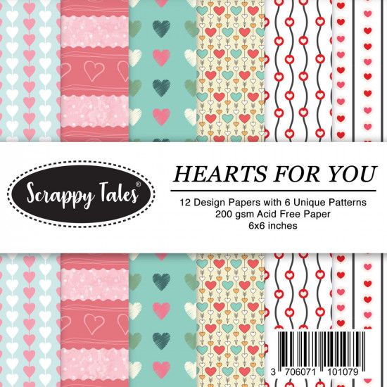Pattern Papers 6x6 - Hearts For You - Pack of 12