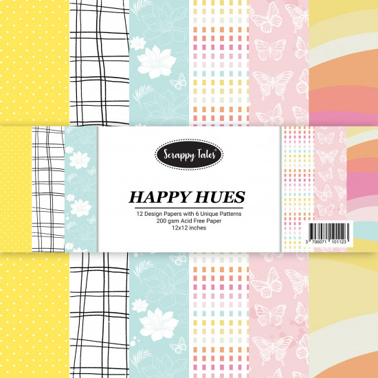 Pattern Papers 12x12 - Happy Hues - Pack of 12