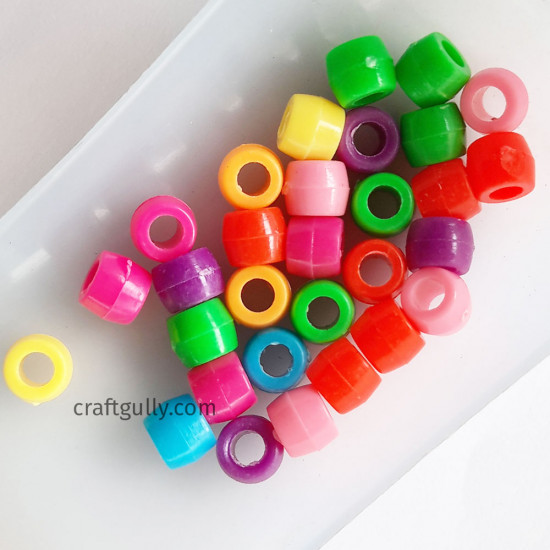 Acrylic Beads 7mm Barrel - Assorted - 30 Beads
