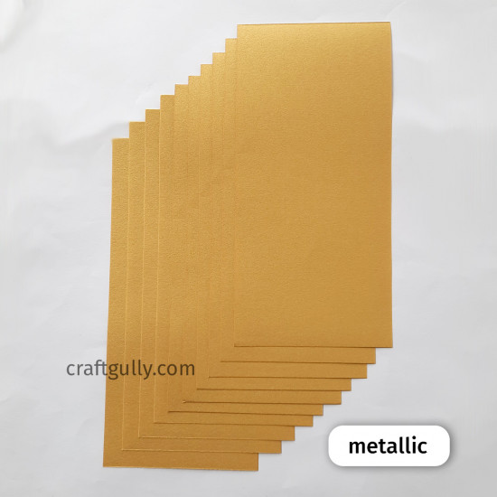 Papers 8x3.75 inches - Metallic Golden - 10 Sheets
