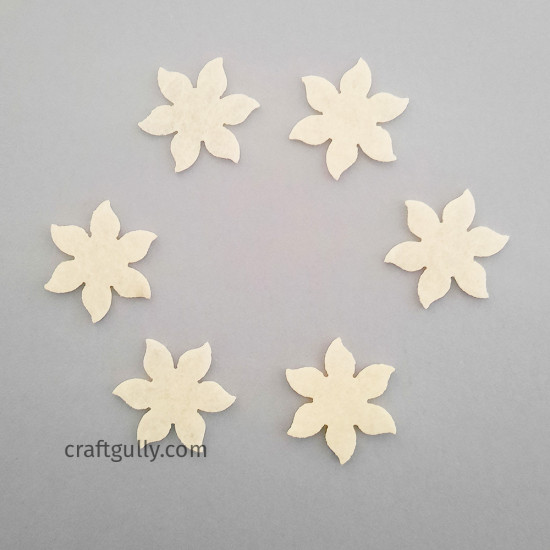Felt Shapes Flower #3 - Ivory - Pack Of 30