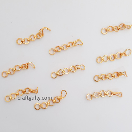 Extender Chain & Hook #2 - 30mm Golden Finish - 10 Pcs