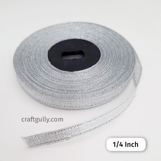 Tissue Ribbons 1/4 inch - Silver - 24 meters