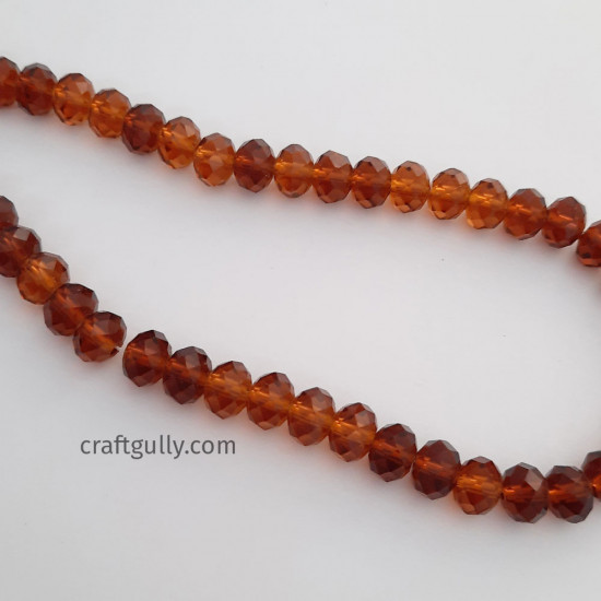 Glass Beads 8mm Rondelle Faceted - Trans. Brown - 1 String