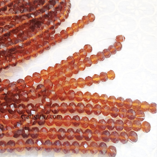 Glass Beads 8mm Rondelle Faceted - Trans. Brown - 1 String