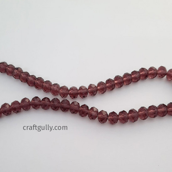 Glass Beads 8mm Rondelle Faceted - Trans. Wine - 1 String