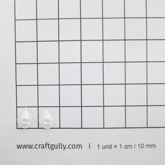 Flatback Pearls 10mm Drop - White - 20gms