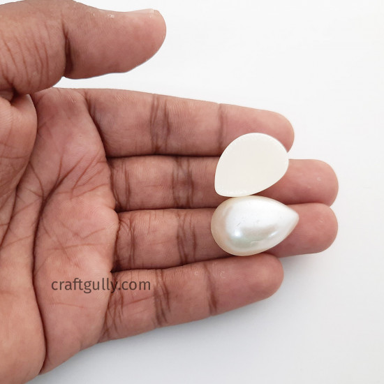 Flatback Pearls 24mm Drop - Cream - 12 pcs