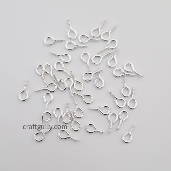 Screw Eye Pins 9mm - Silver Finish - 40 Pins