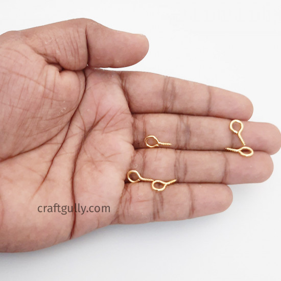 Screw Eye Pins 13mm - Golden Finish - 25 Pins