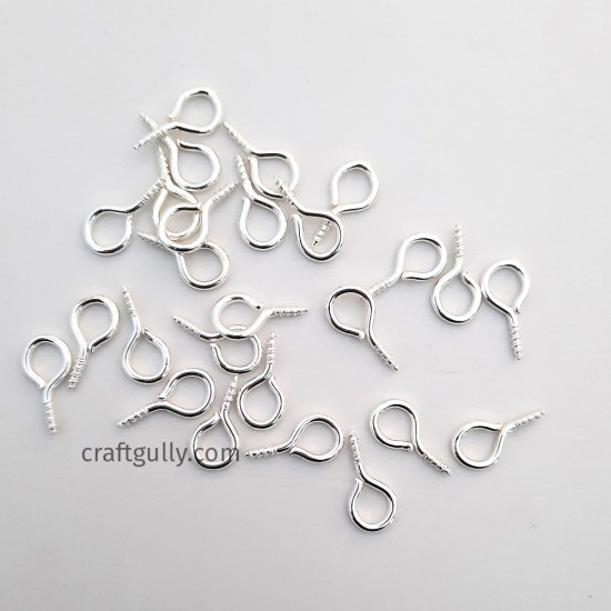 Screw Eye Pins 13mm - Silver Finish - 25 Pins