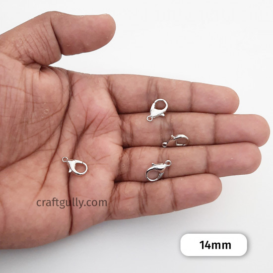 Lobster Claw Clasps 14mm - Silver Finish - 20 Clasps