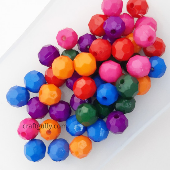 Acrylic Beads 8mm Round Faceted - Assorted - 50 Beads