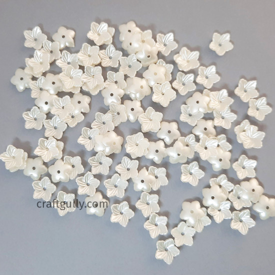 Acrylic Beads 12mm Flower #17 Ivory - 100 Beads