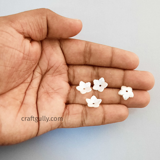 Acrylic Beads 12mm Flower #17 Ivory - 100 Beads