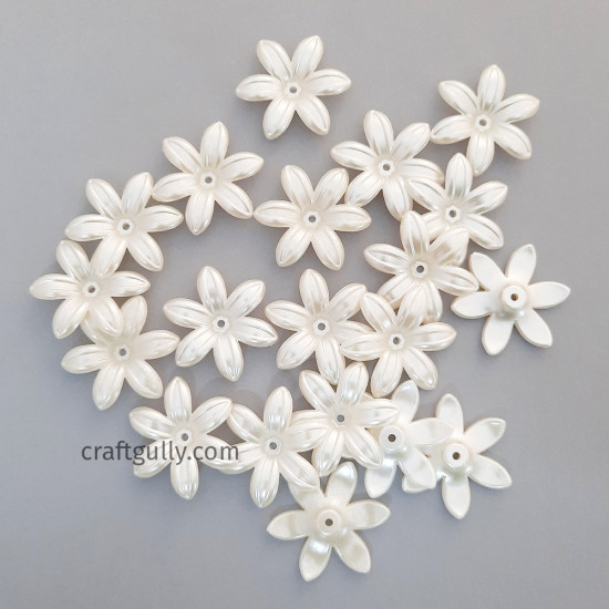 Acrylic Beads 34mm Flower #15 - Ivory - 20 Beads