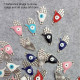 Enamel Charms 24mm Hamsa Evil Eye - White - 2 Charms