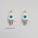 Enamel Charms 24mm Hamsa Evil Eye - White - 2 Charms