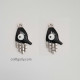 Enamel Charms 24mm Hamsa Evil Eye - Black - 2 Charms