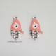 Enamel Charms 24mm Hamsa Evil Eye - Pink - 2 Charms