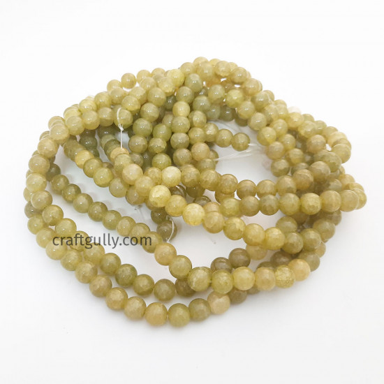 Glass Beads 8mm Round Crackle - Dual Moss Green - 1 String