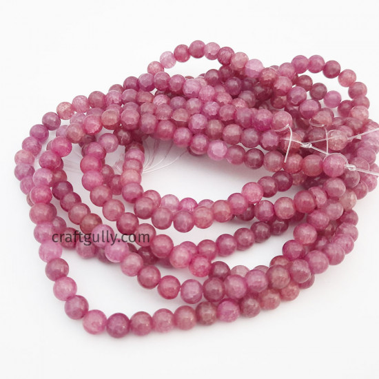 Glass Beads 8mm Round Crackle - Dual Rose Pink - 1 String