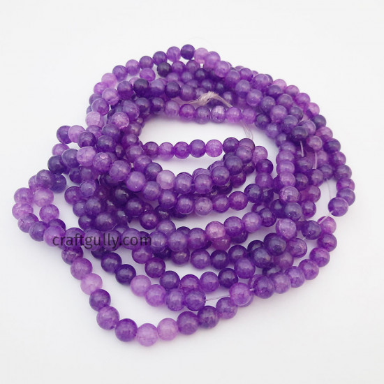 Glass Beads 8mm Round Crackle - Dual Purple - 1 String