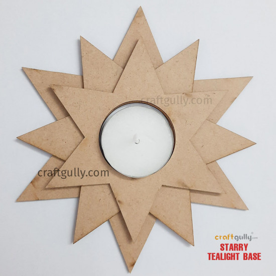 MDF Starry Tealight Base & Tealight - 1 Set