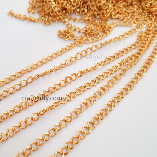 Chains Oval Flat 6x5mm - Golden Finish - 36 Inches