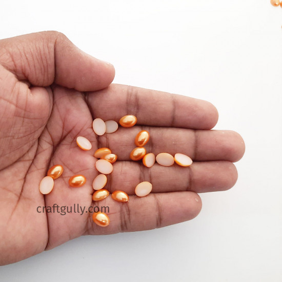 Flatback Pearls 8mm Oval - Pearl Orange - 20 gms