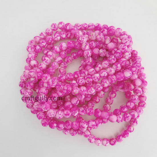 Mottled Glass Beads 8mm - Pink & Golden - 1 String