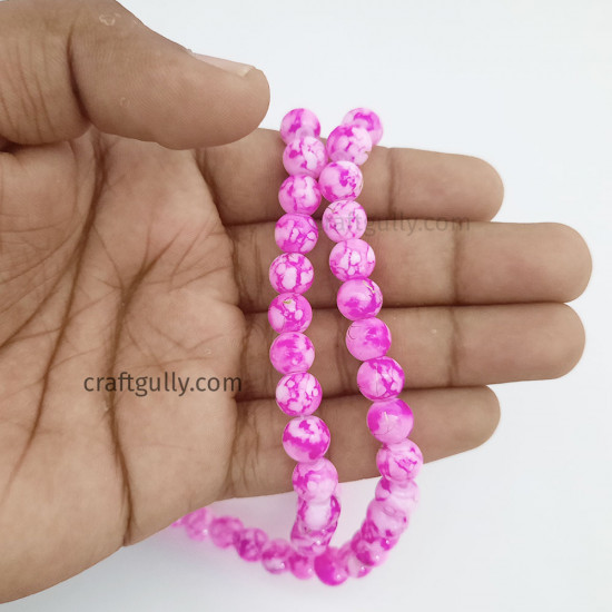 Mottled Glass Beads 8mm - Pink & Golden - 1 String