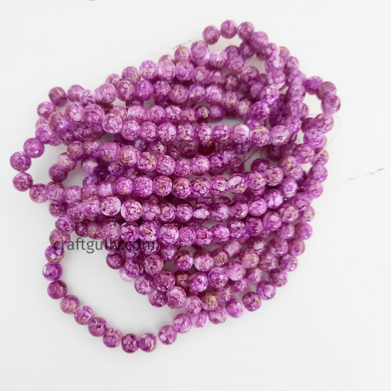 Mottled Glass Beads 8mm - Purple & Golden - 1 String