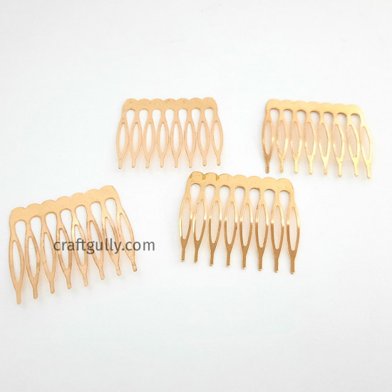 Hair Combs 43mm Metal - Golden Finish - 4 Combs
