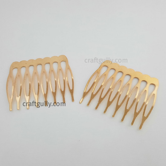 Hair Combs 43mm Metal - Golden Finish - 4 Combs