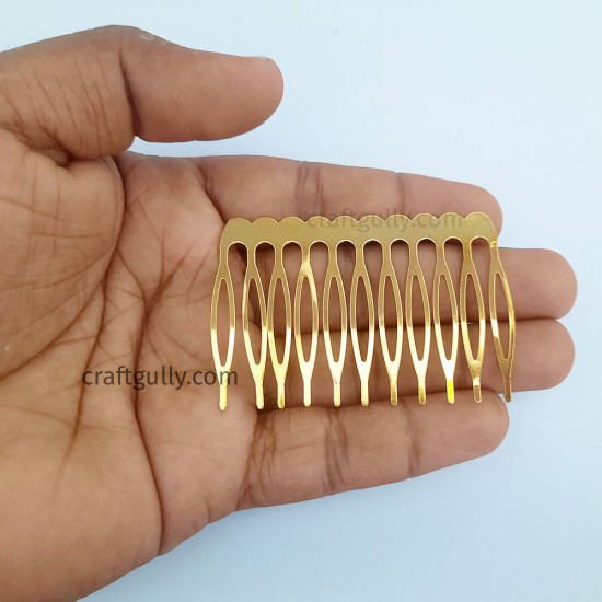 Hair Combs 59mm Metal - Golden Finish - 4 Combs