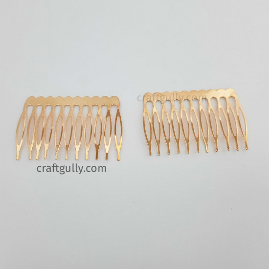 Hair Combs 59mm Metal - Golden Finish - 4 Combs