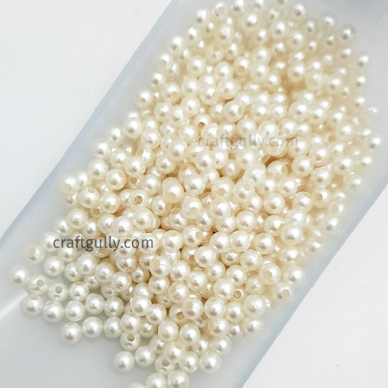 Acrylic Beads 4mm Pearl Finish - Ivory - 20gms
